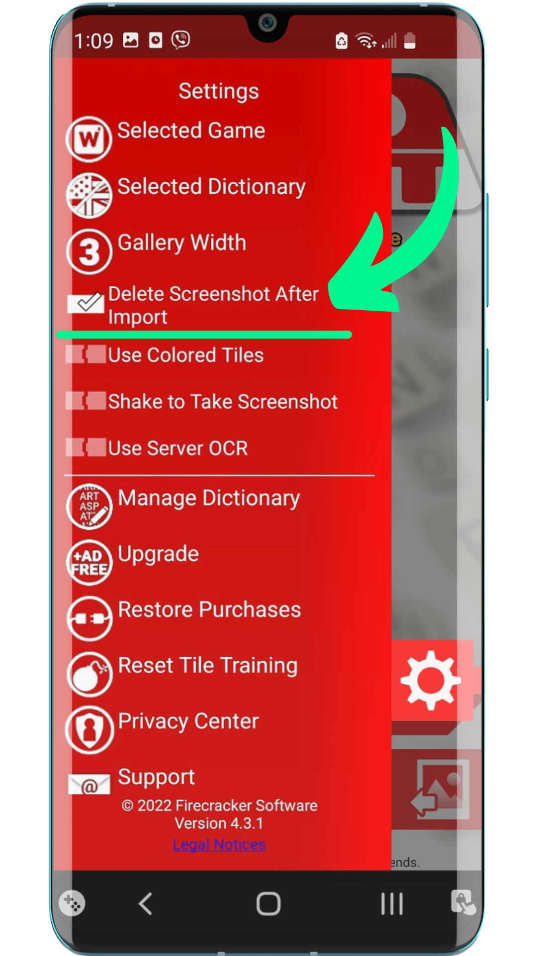 Turn on Delete Screenshot After Import