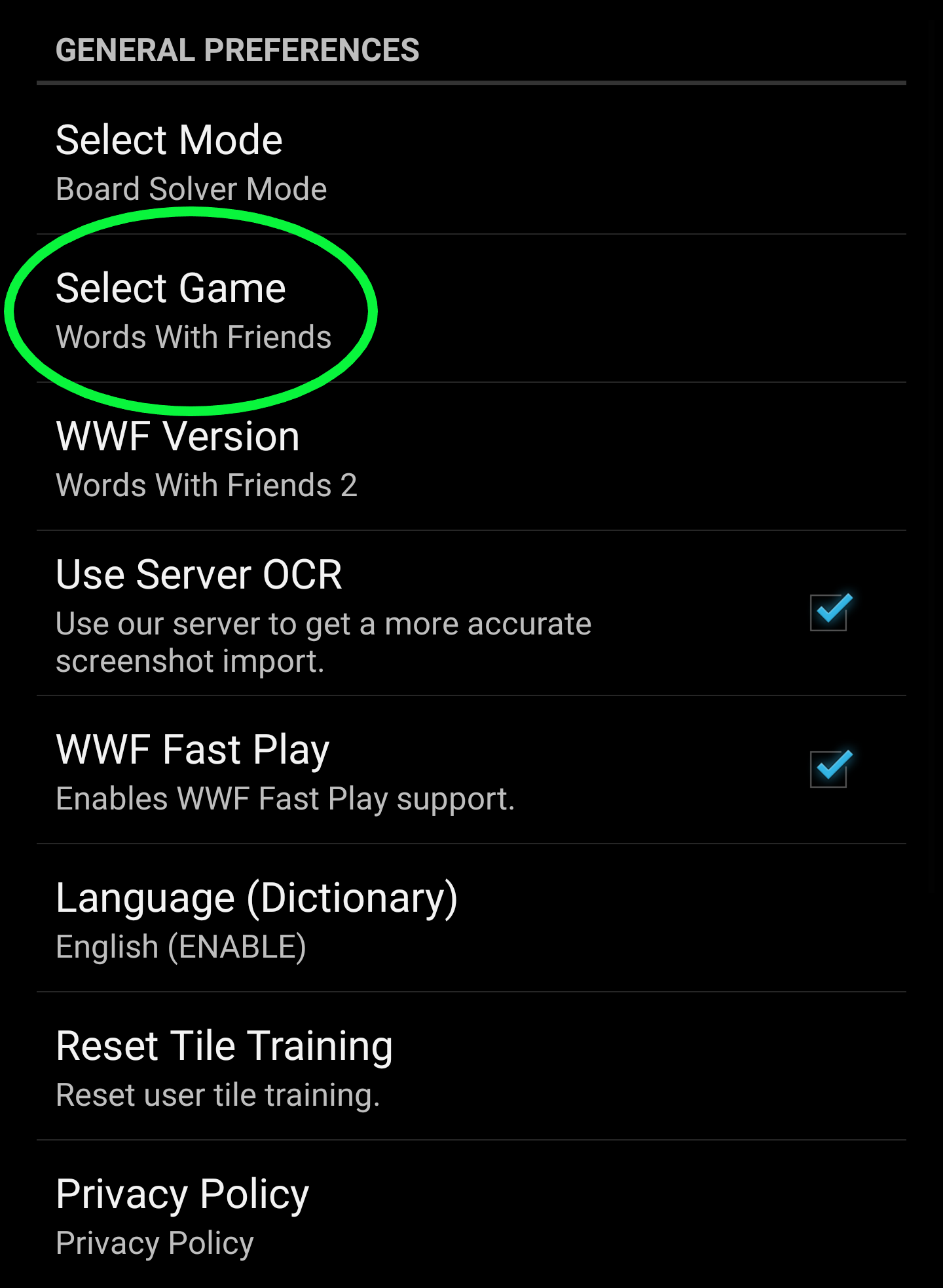 Android Wordbreaker Select Game