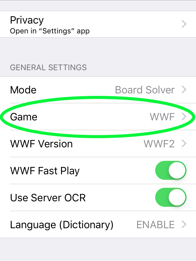 iOS Wordbreaker Select Game